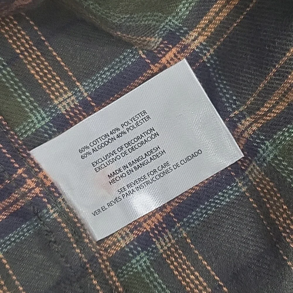 Eddie Bauer Mens Flannel Shirt Medium Size Green Button Front Long Sleeves Top